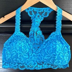 Blue Lace Bralette with Racerback Straps